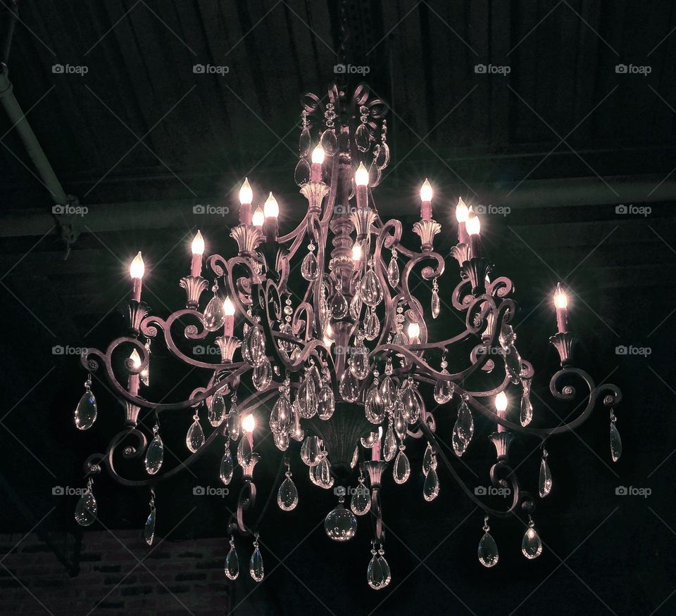 Bright chandelier . Lighted chandelier 