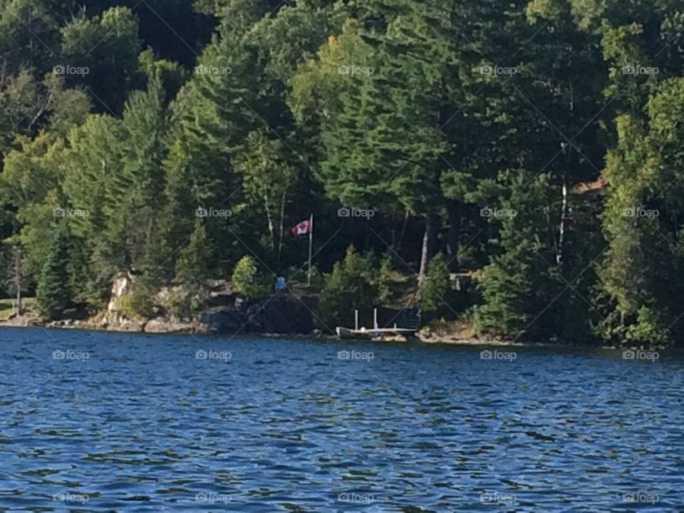Canadian Lake and flag
