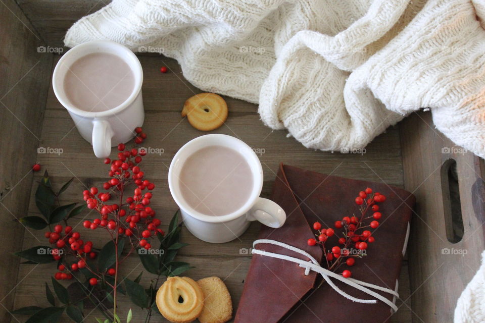 Two cups of hot chocolate