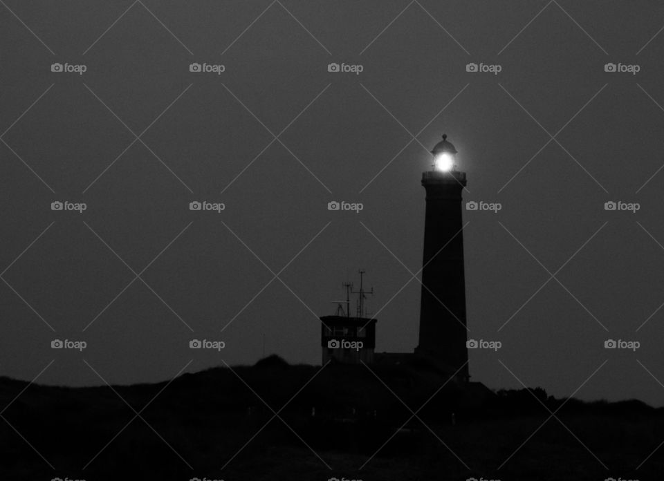 Lighthouse operating at dusk in Skagen