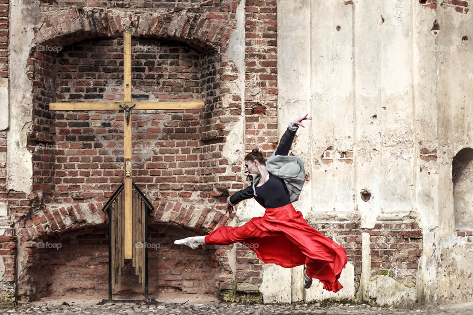 dancer in a red skirt