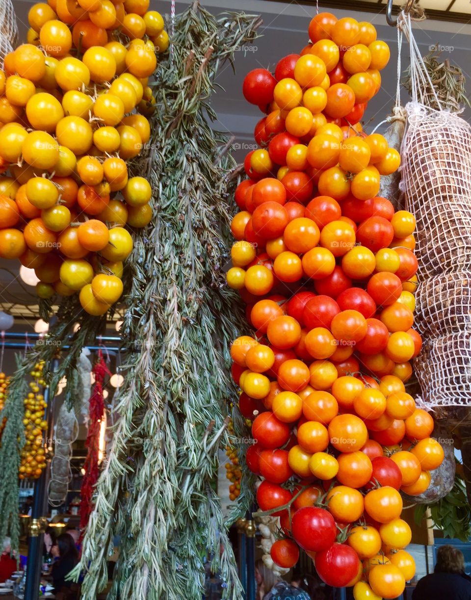 Berries hanging in a restaurant 