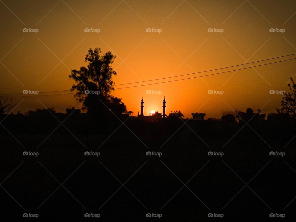 Beautiful scenery at evening, during sun going down