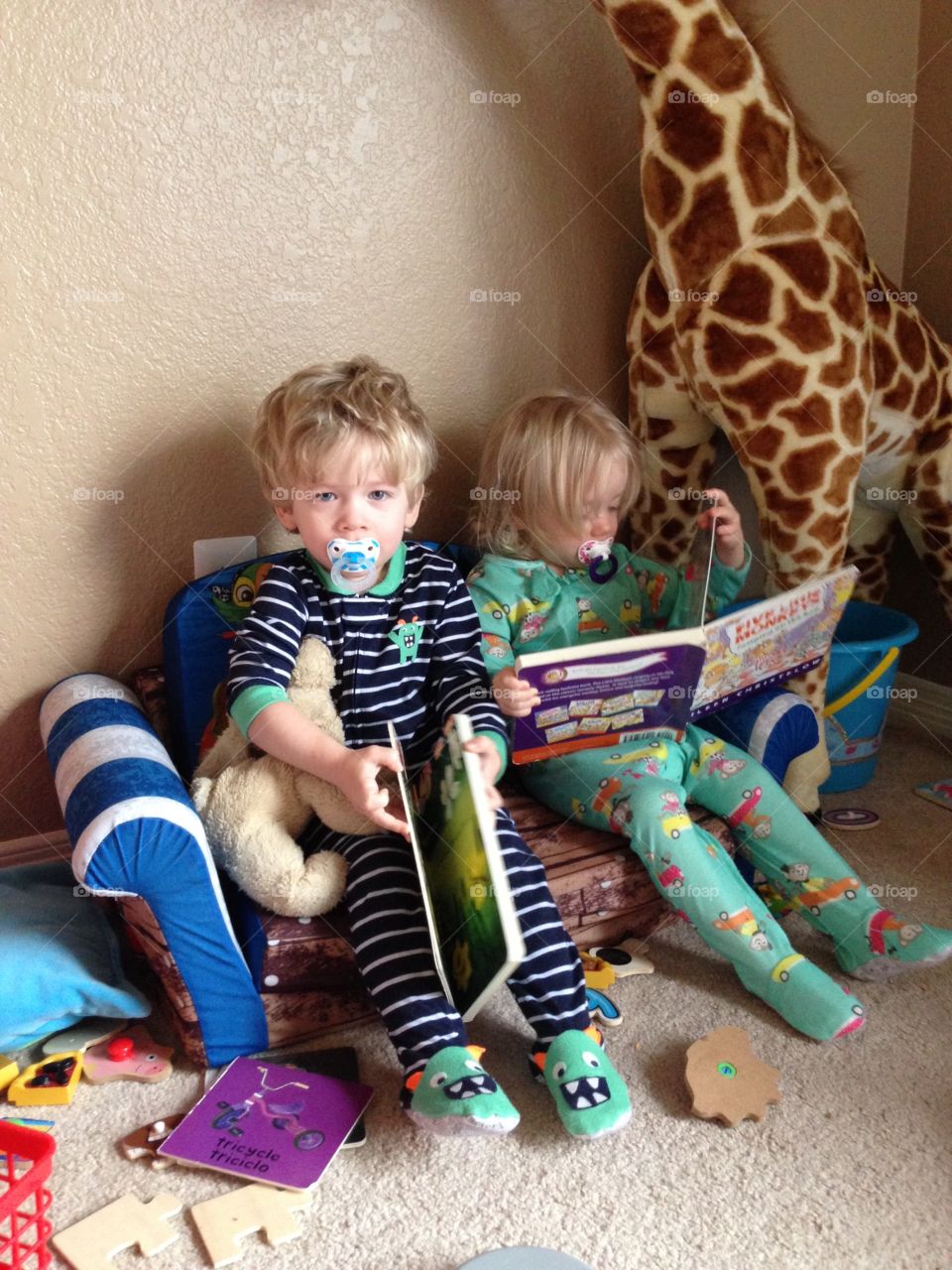 Cute children's with toys and book