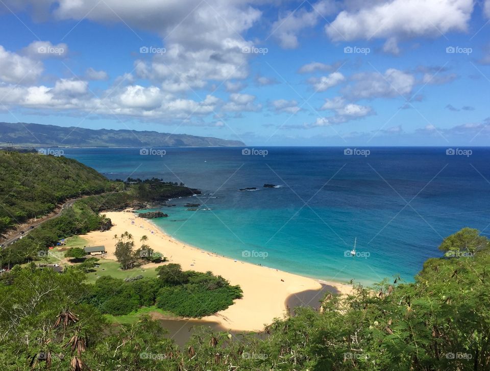 Scenic view of Waimea Bay