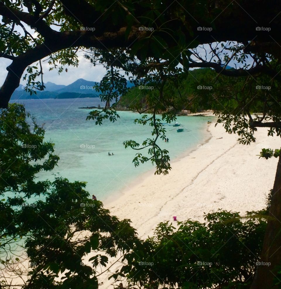 Bird’s eyeview of white sand beach