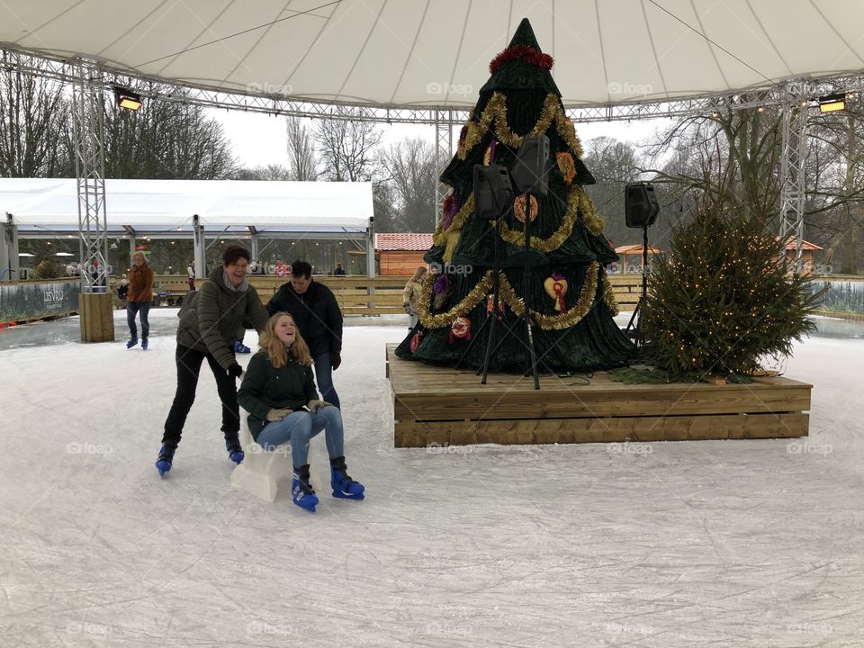 Having fun ice skating