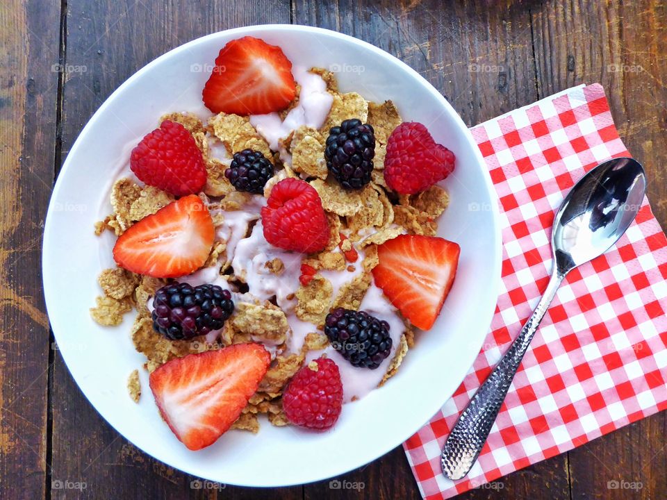 Fruity cereal for breakfast