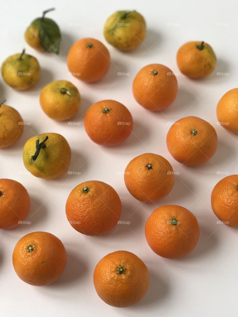 Mandarins on white background.