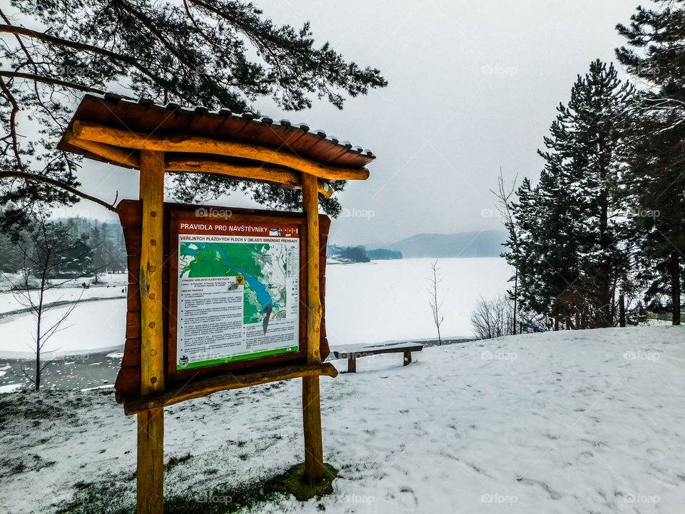 Trekking route with snow