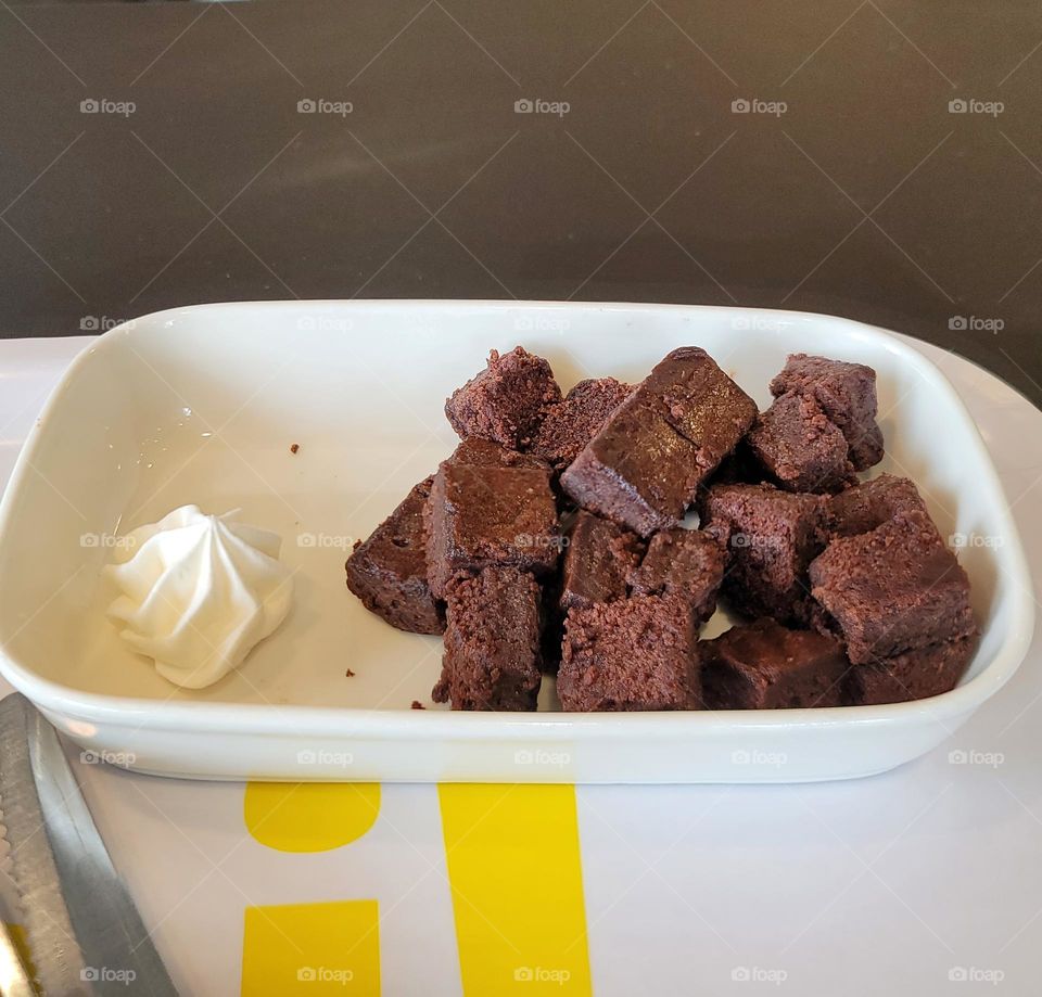 ikea restaurant's Chocolate brownie with whipped cream