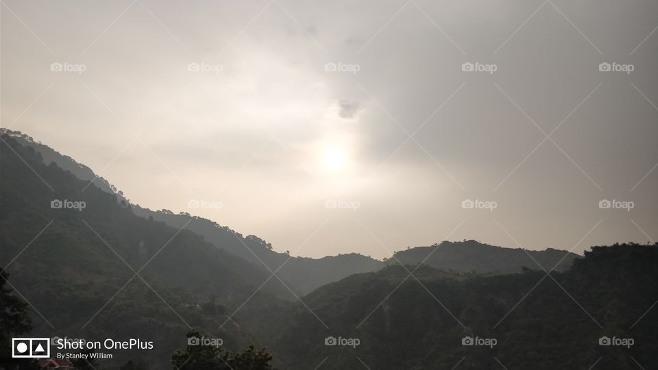 Sun set scene in sky