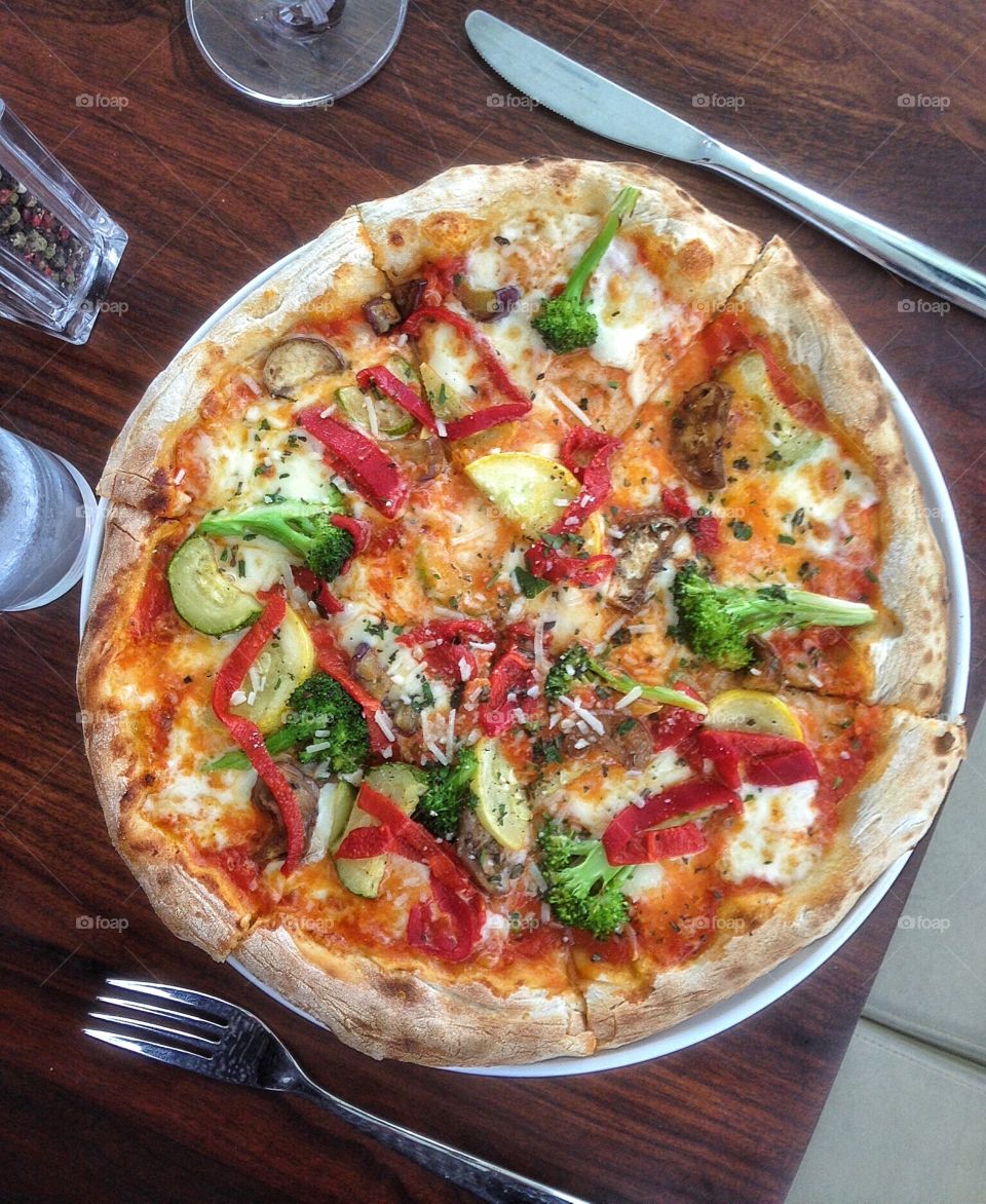 Handmade Pizza with locally grown vegetables