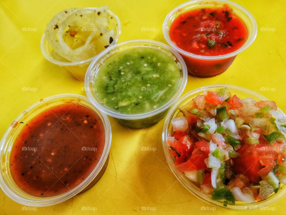 Variety Of Colorful Salsas

