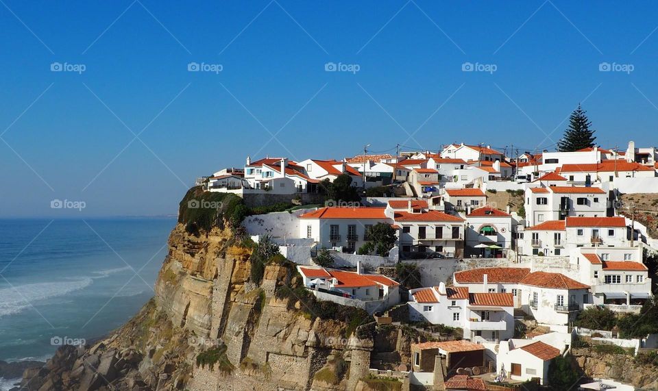 white houses on the cliff