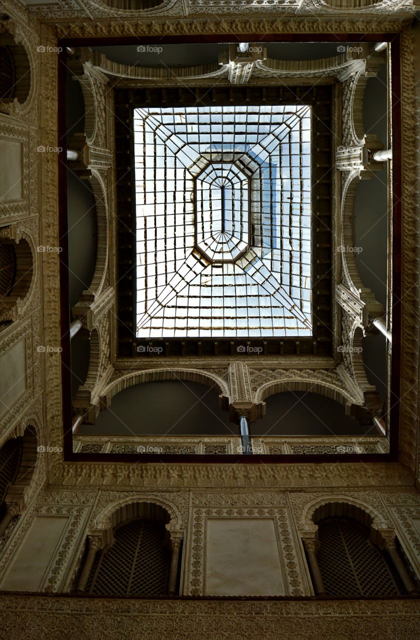 Dolls courtyard skylight in Real Alcázar de Sevilla, Andalucía, Spain.