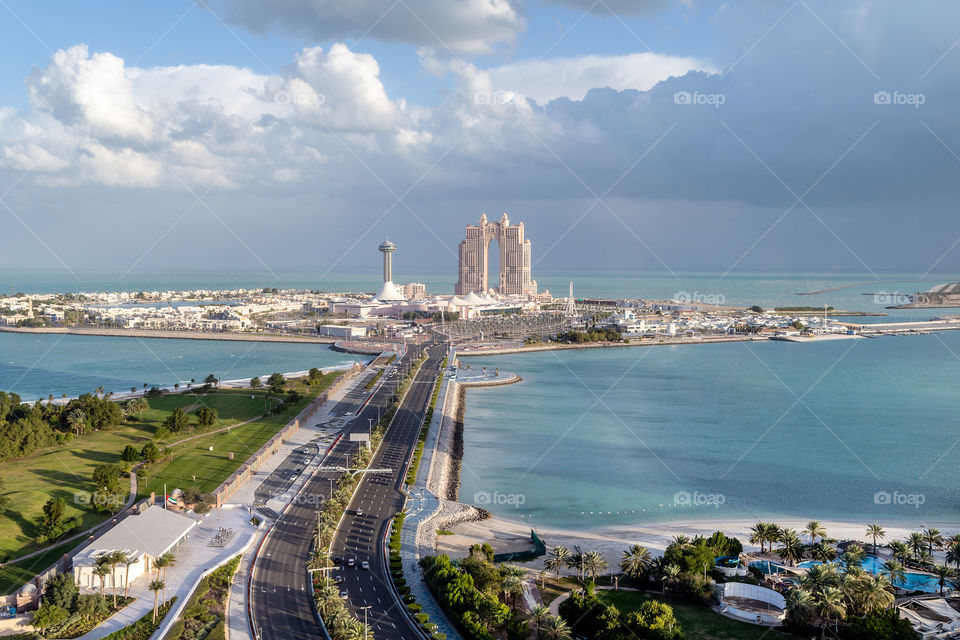 Abu Dhabi cityscape, aerial view