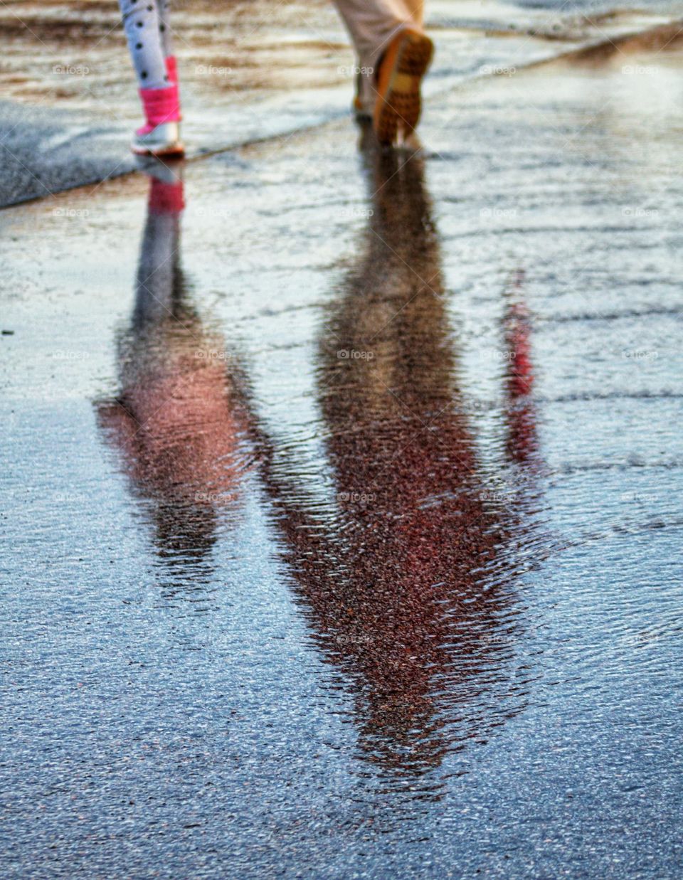 child and father's reflection