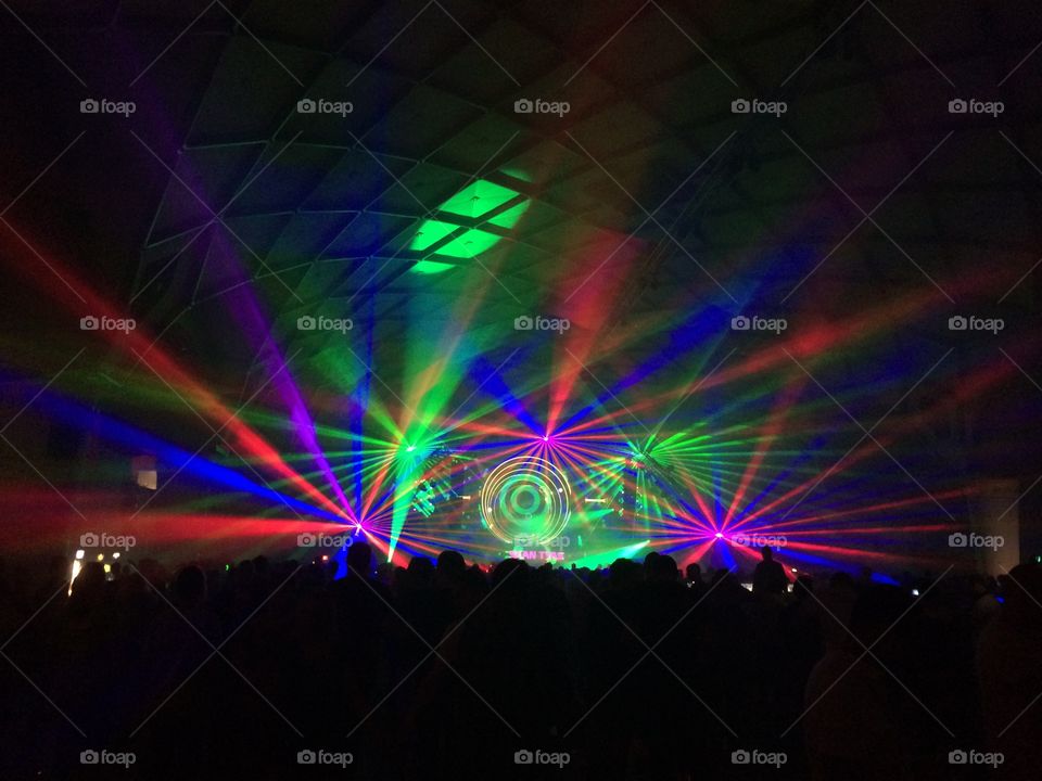 Electronic dance music festival and lasers.