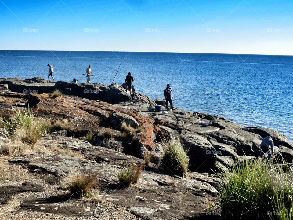 Fishing off the rocks