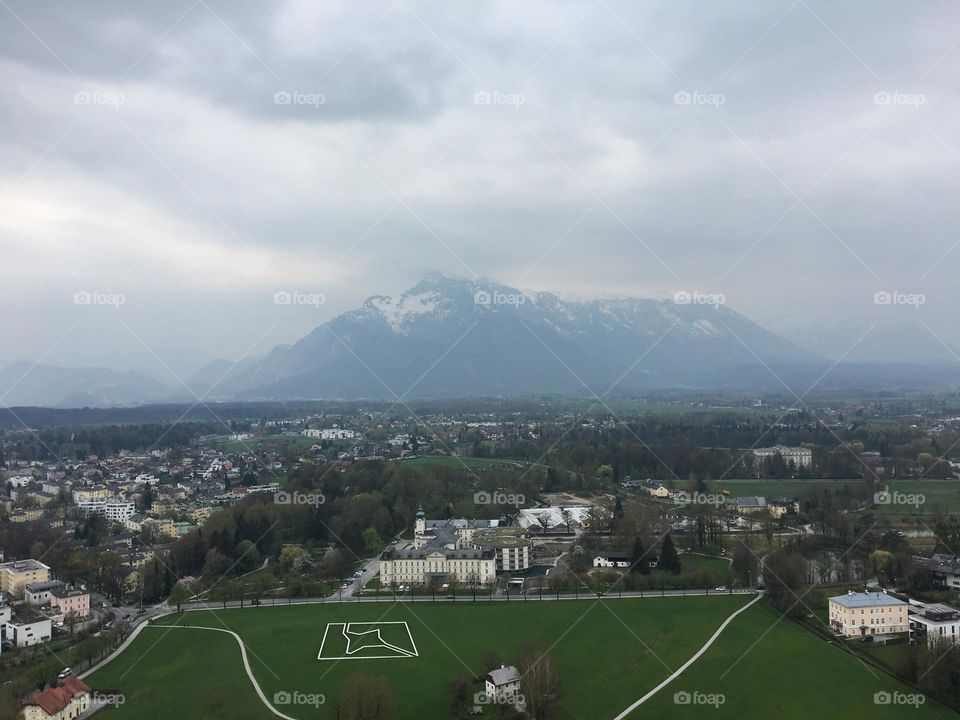 Mountains shrouded in fog