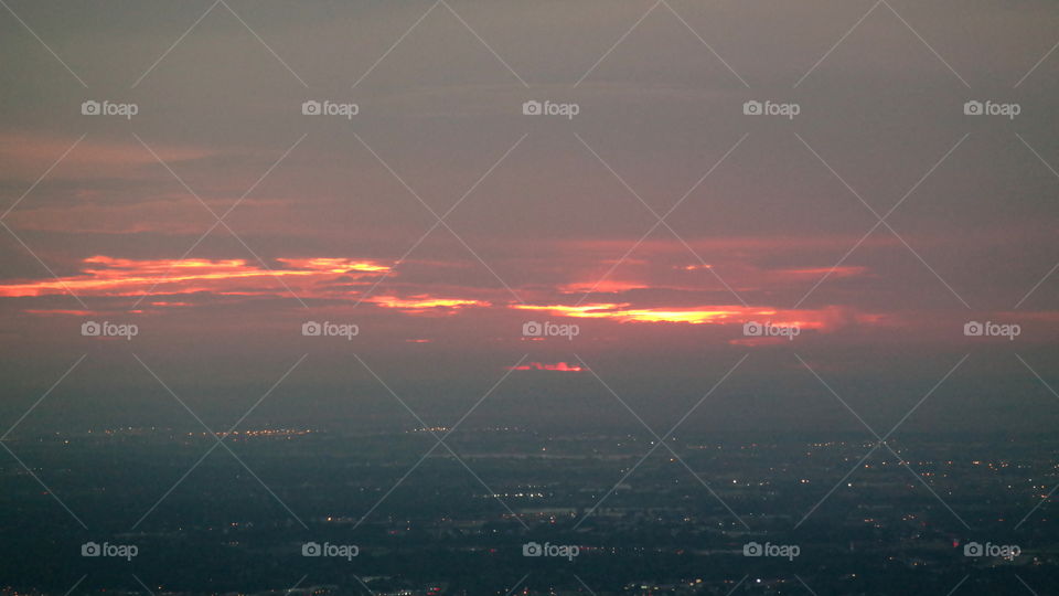 Sunrise. Photo of the sun rising over Golden, Colorado as seen from atop Lookout Mountain.
