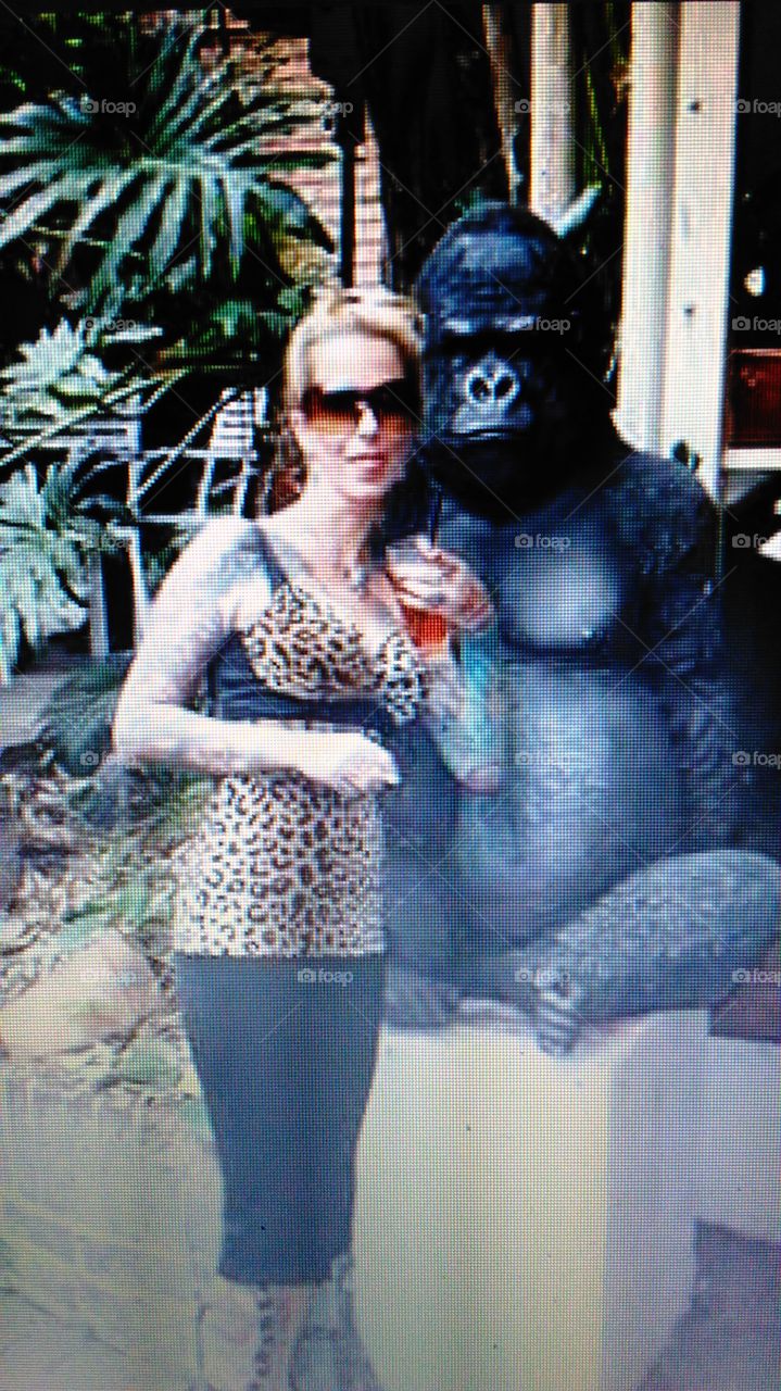 Out and about in Brisbane Australia with a friend and I came across a place to have lunch & a drink and they just happened to have a big gorilla outside the place ! Since I have a thing for monkeys I had to take a pic