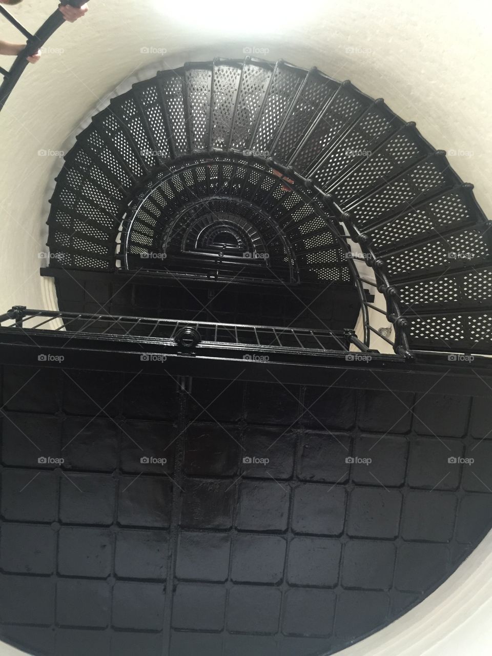 Ocracoke Lighthouse Stairs . The stairs inside the Ocracoke Lighthouse in the Outer Banks 