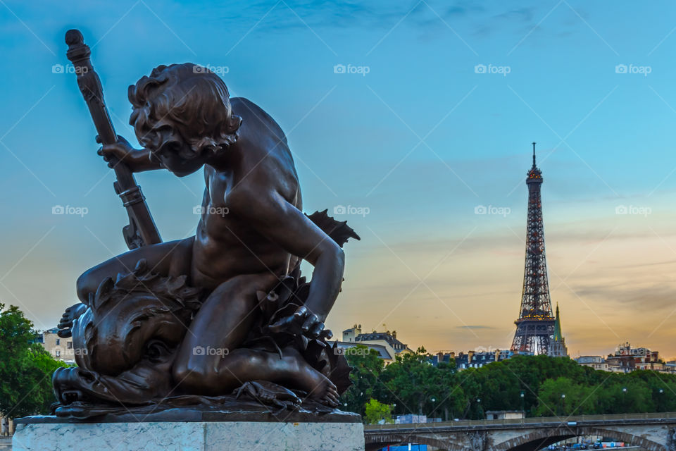 Paris angel . Picture of Paris from Alexandre 3 bridge 