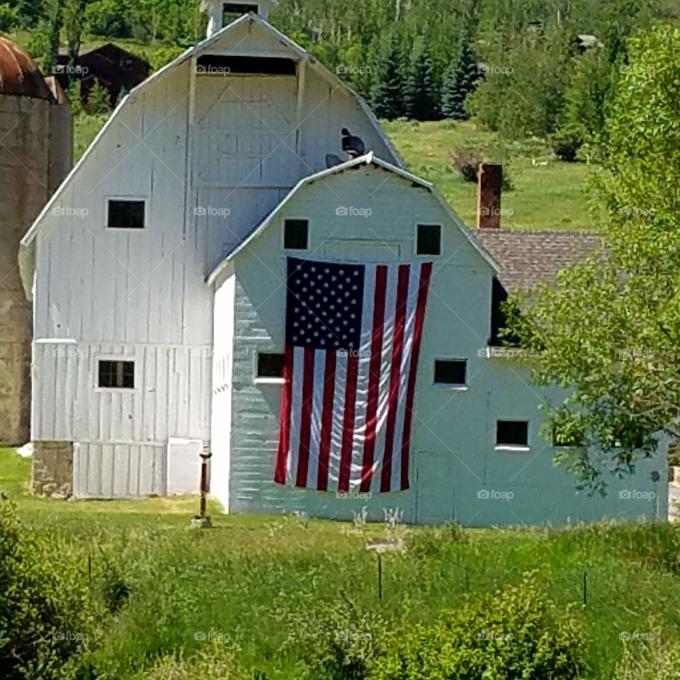 Old Glory on Old Barn, Park City Utah