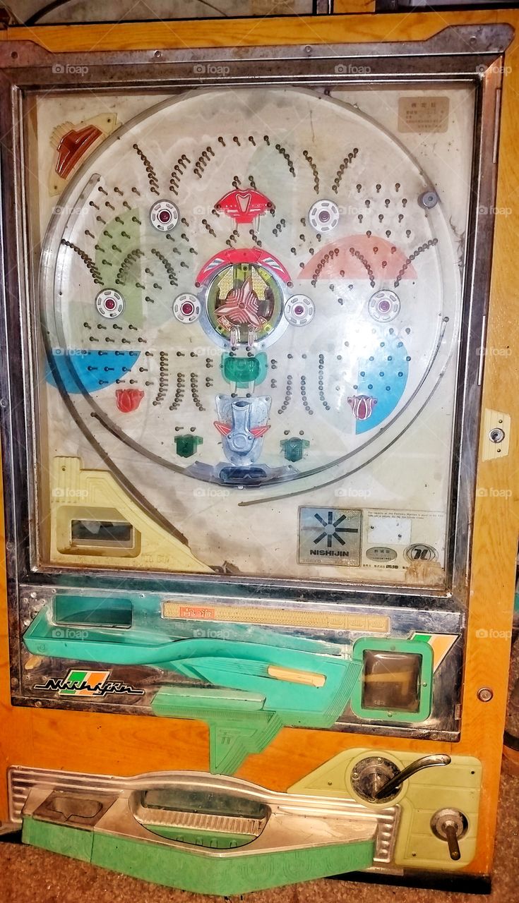 Pachinko machine, an old pinball game.