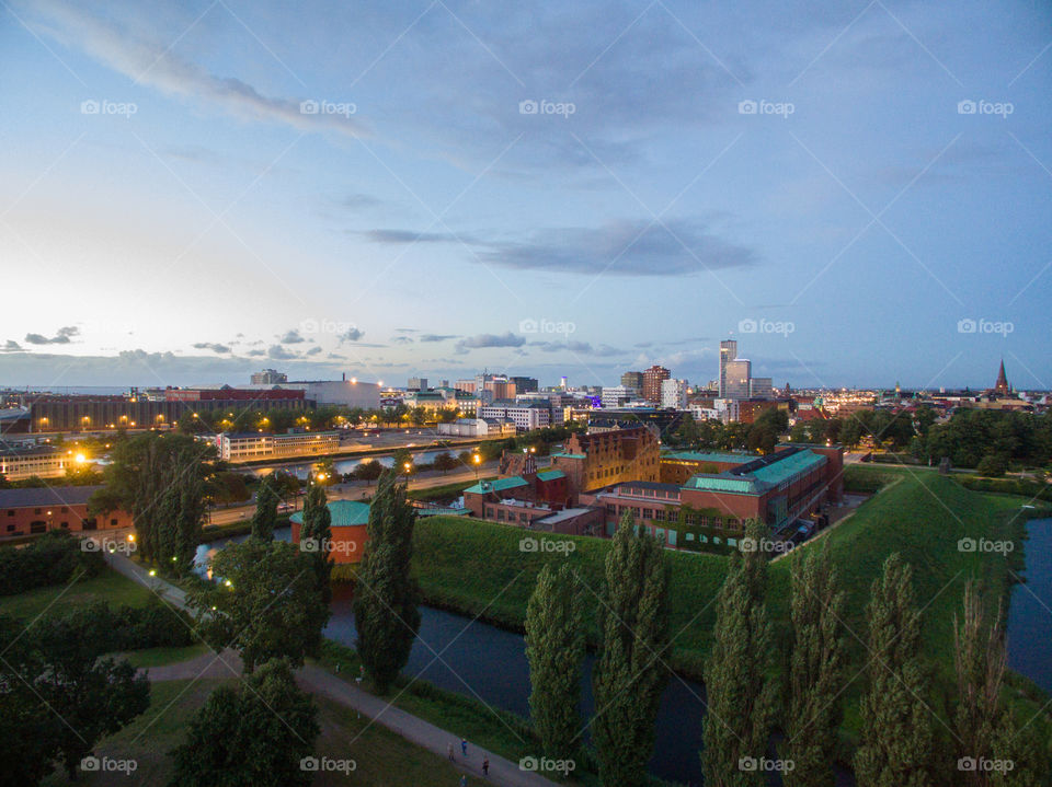 Aerial picture of Malmöhus Castle in Malmö Sweden.