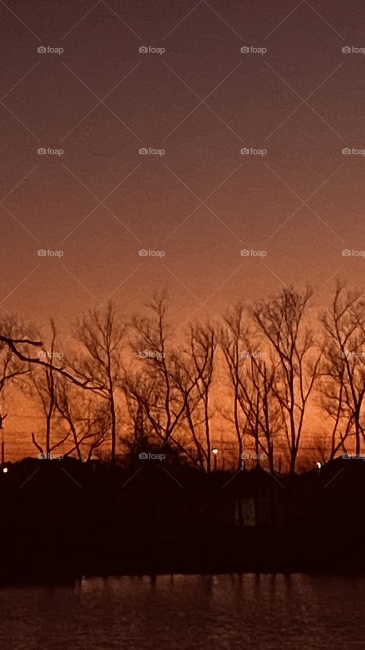 During after Sundown-Twilight double Take the sky has this blueish hint of purple on the top and burnt Orange for the Horizon. 