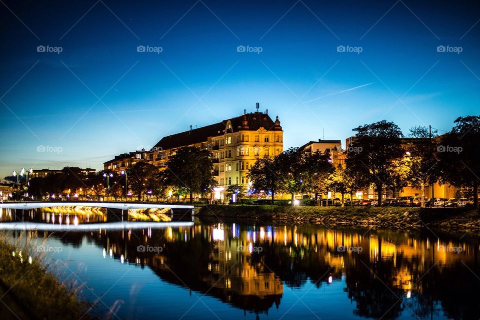 View of malmo city at night