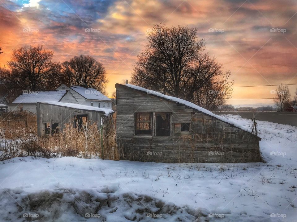 Old barn at dusk
