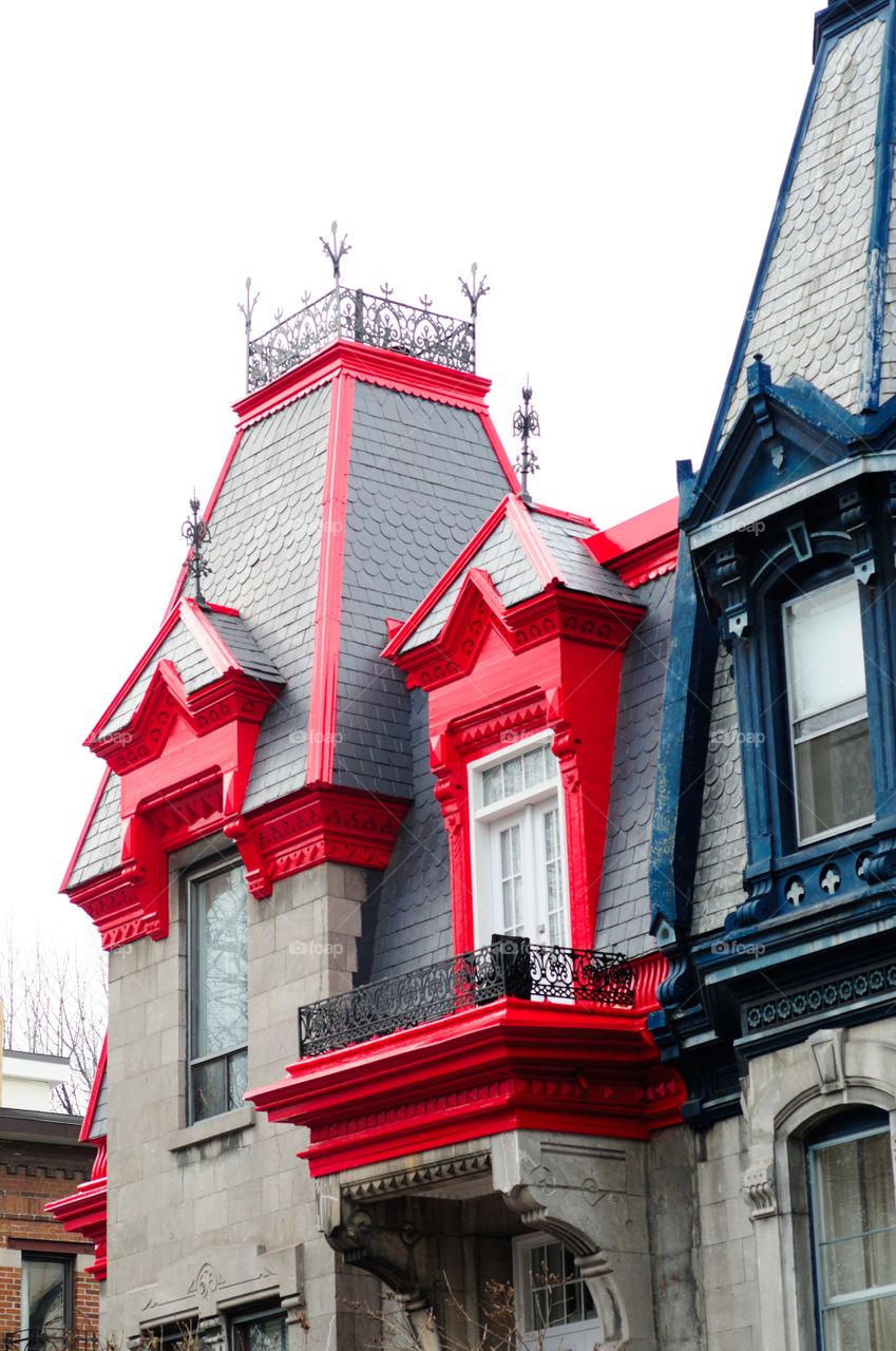Colored roofs of houses Montreal