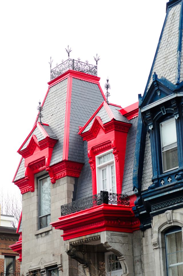Colored roofs of houses Montreal