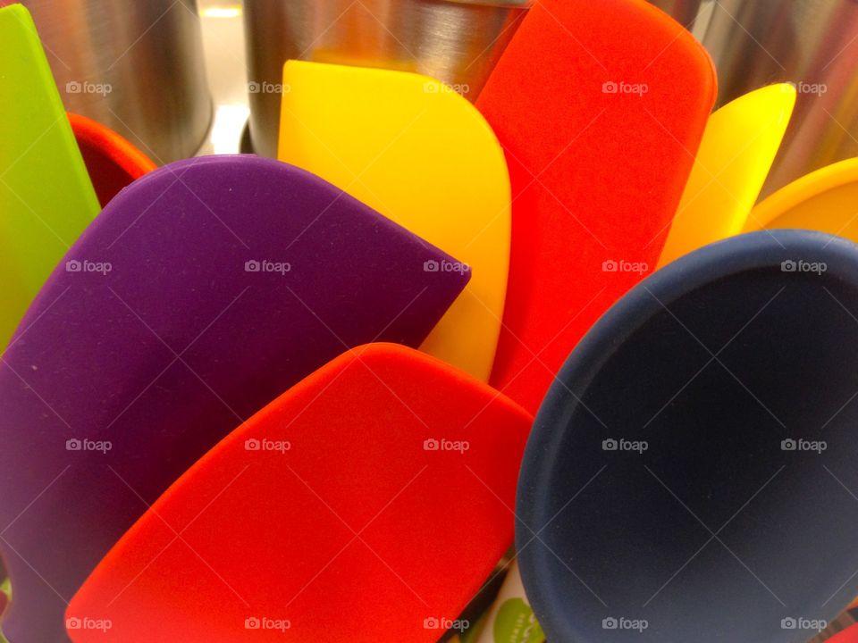 Colorful kitchen spatulas