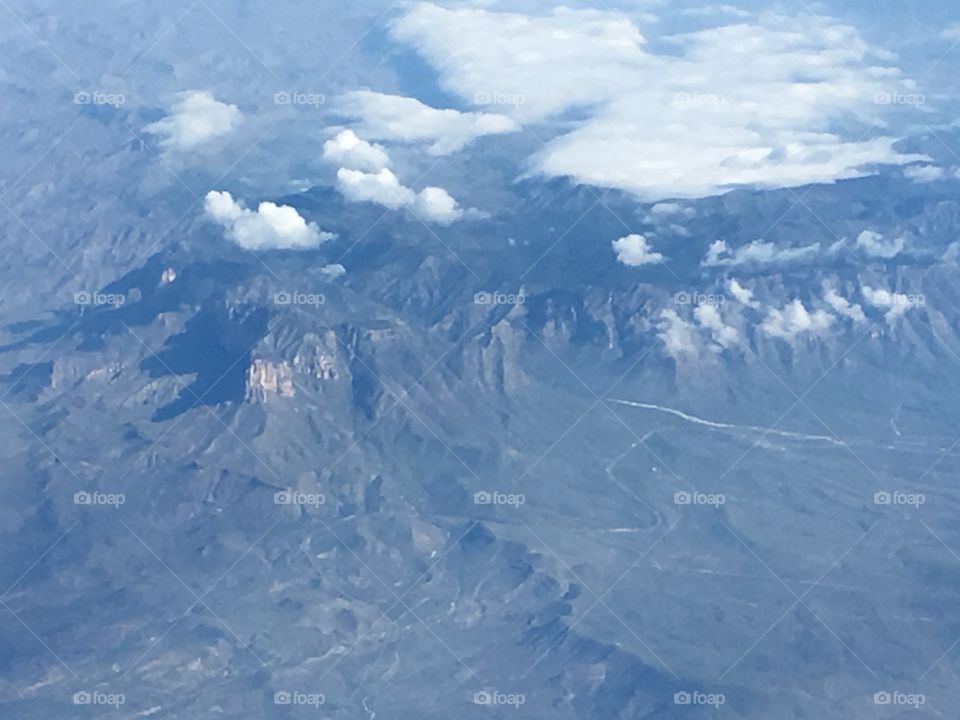 West Coast Mountain Beauty in the United States.  From an airplane view. 
