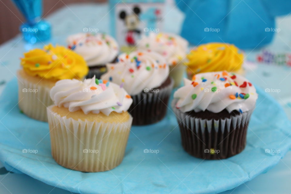 Delicious and colorful muffins 