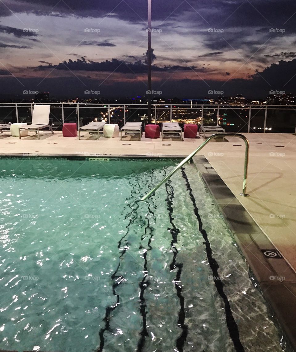 Rooftop pool in the evening 