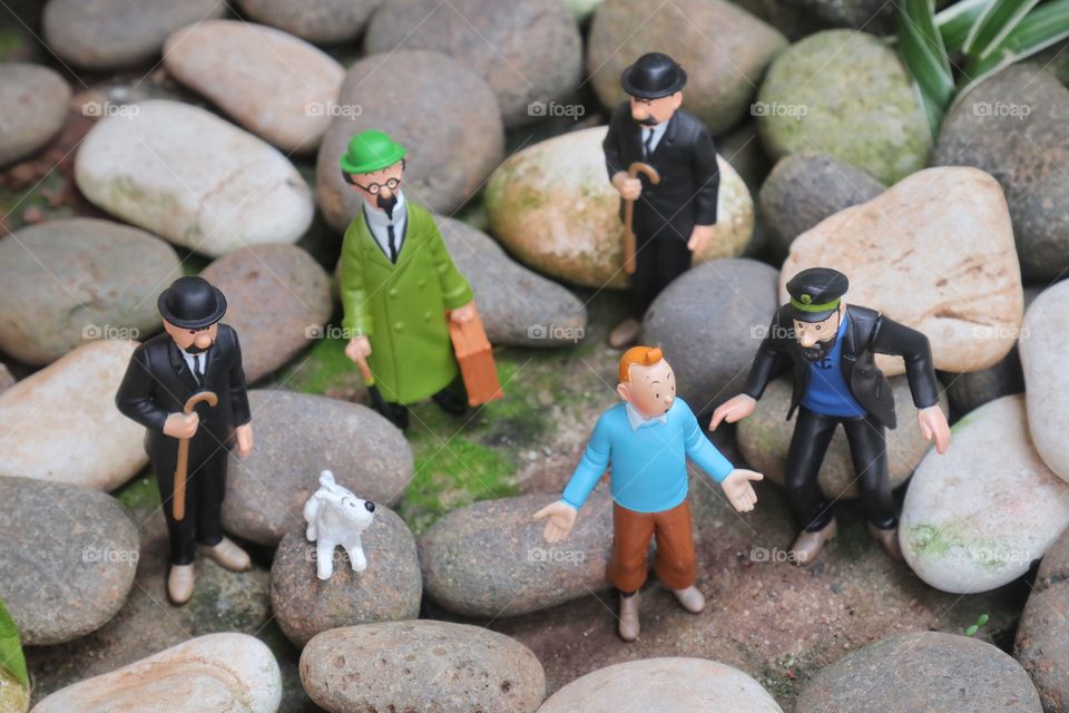 Toy figurine of Tintin and friends