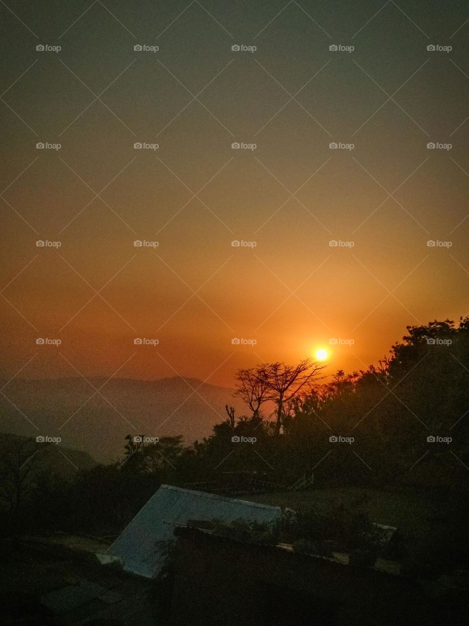 silhouette Effect and Evening sunset view