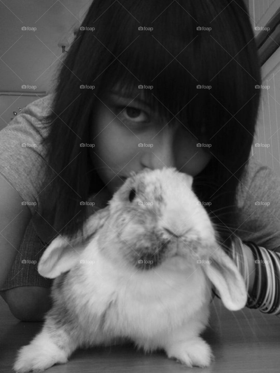Girl and rabbit