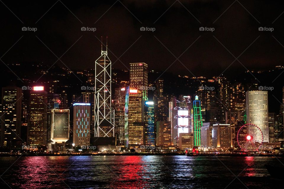 City view in Hong Kong at night 