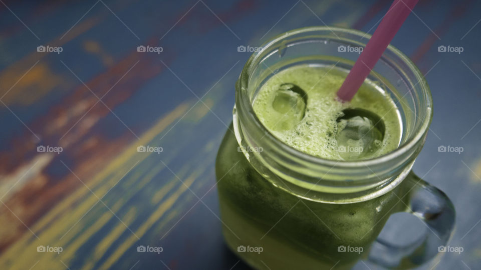 Extreme close-up of healthy juice