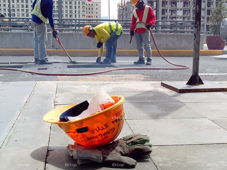 Safety helmet and construction workers