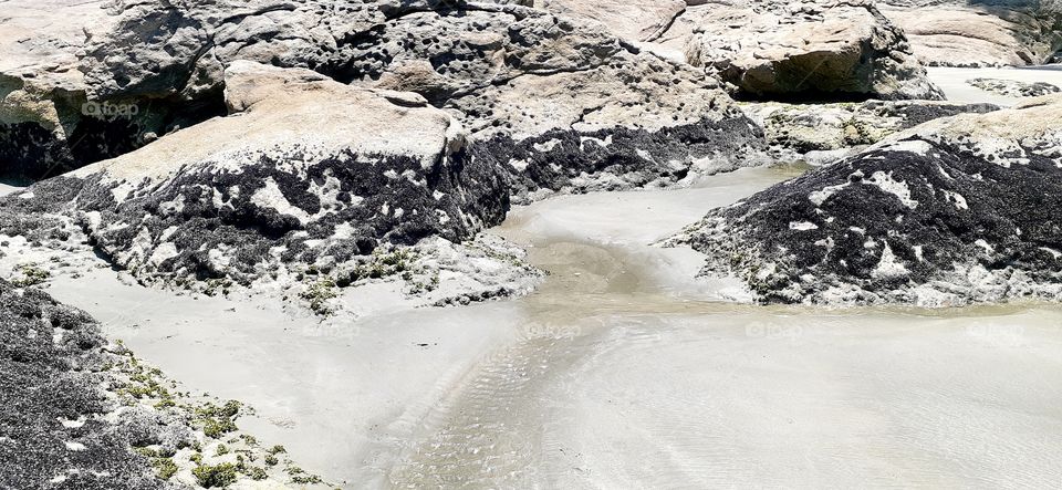 rocks in Perequê beach in the Guarujá city