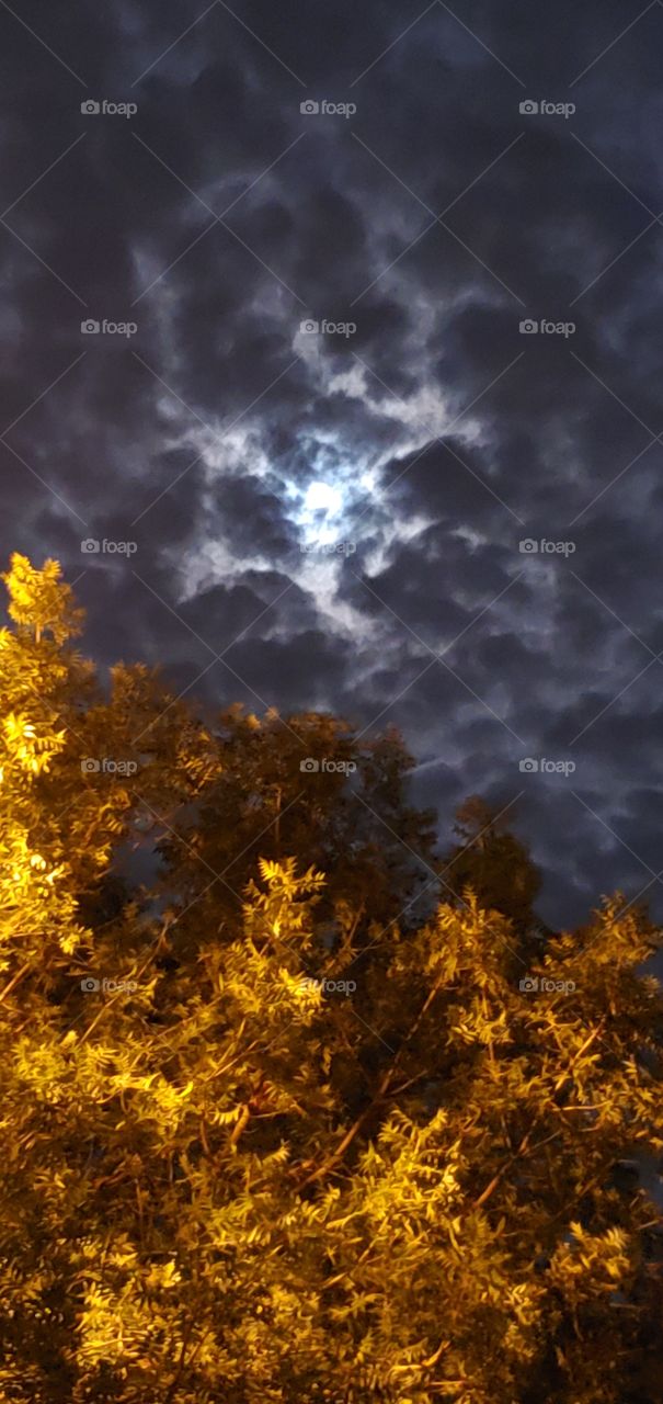 Moonlight through clouds
