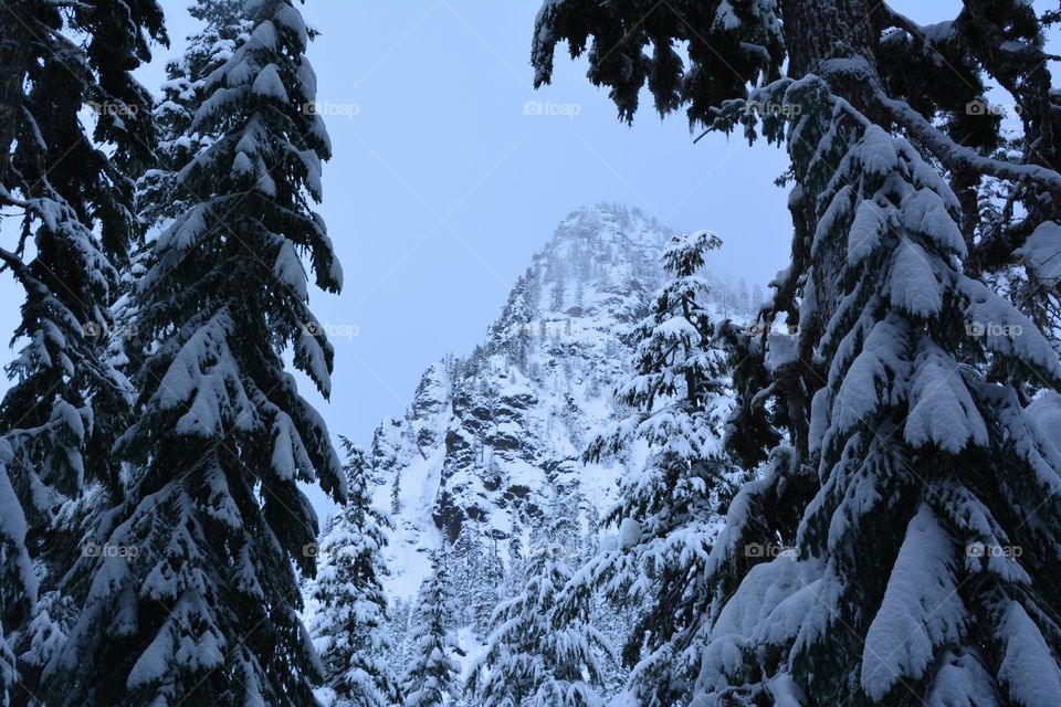 Mountain peak in winter 